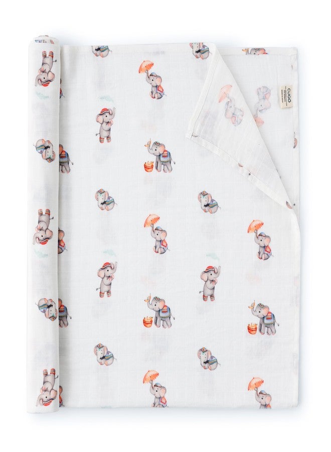Cugo Soft and Cozy Baby Swaddle Blanket, Adjustable Infant Wrap for Comfortable Sleep, Blend of Breathable Cotton and Soft Bamboo Fabric, Perfect Newborn Gift (Royal Little Elephants) - Image 4