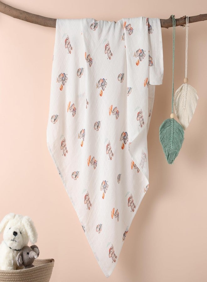 Cugo Soft and Cozy Baby Swaddle Blanket, Adjustable Infant Wrap for Comfortable Sleep, Blend of Breathable Cotton and Soft Bamboo Fabric, Perfect Newborn Gift (Royal Little Elephants) - Image 1