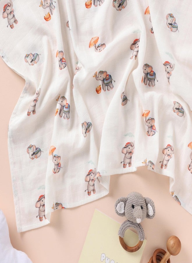 Cugo Soft and Cozy Baby Swaddle Blanket, Adjustable Infant Wrap for Comfortable Sleep, Blend of Breathable Cotton and Soft Bamboo Fabric, Perfect Newborn Gift (Royal Little Elephants) - Image 2