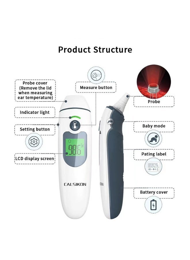 CALSIKON Household Medical Grade Electronic Infrared Thermometer Non Contact Baby Forehead Ear Thermometer 2 in 1 Forehead and Object - Image 3