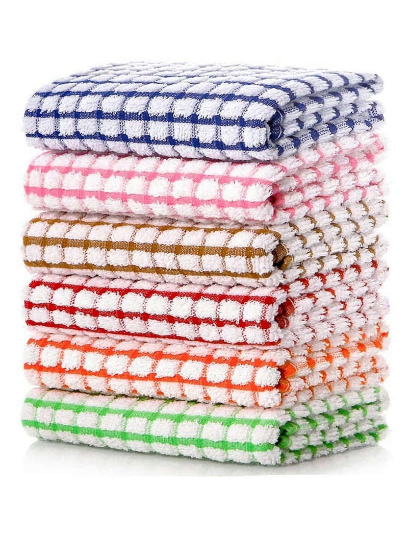 XiuWoo Kitchen Dish Towels, 16 Inch x 25 Bulk Cotton 6 Pack Cloths for Rags Drying Dishes Clothes and Towels - Image 1