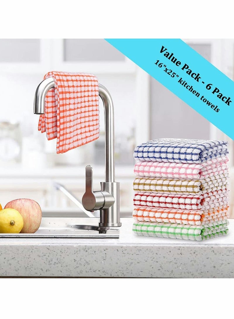 XiuWoo Kitchen Dish Towels, 16 Inch x 25 Bulk Cotton 6 Pack Cloths for Rags Drying Dishes Clothes and Towels - Image 2