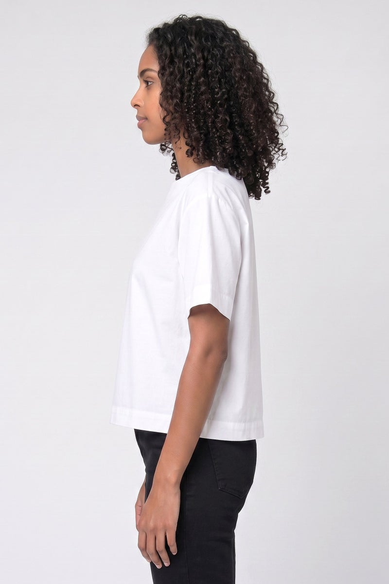 Threadbare Women Boat Neck Solid Short Sleeve T-Shirt, White - Image 3