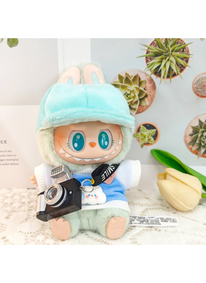 The Second Generation Labubu Plush Vinyl Blind Box Pendant Baby Clothes Replacement Sweater Duck Tongue Hat-Specifications:The First Generation And Second Generation Bull Cloth Pendant Baby Clothes (excluding Baby)-Color:Bunny Pink Sweatshirt (excluding Baby)  - Image 3