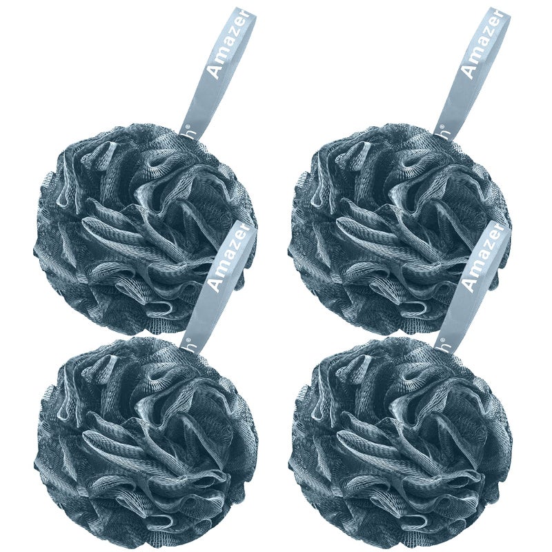 AmazerBath Bath Shower Loofah Sponge 75g/PCS Bath Sponges for Men Exfoliating - Set of 4 Indigo, Large - Image 1