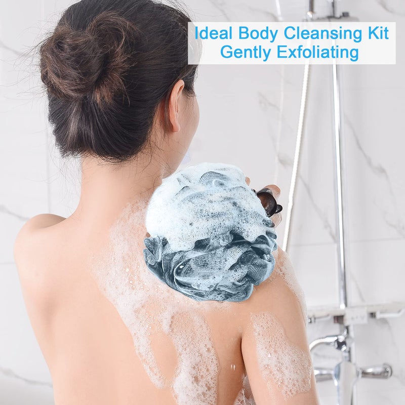 AmazerBath Bath Shower Loofah Sponge 75g/PCS Bath Sponges for Men Exfoliating - Set of 4 Indigo, Large - Image 3