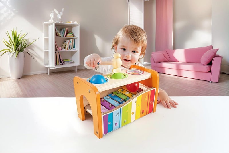 Hape Pound & Tap Bench with Slide Out Xylophone - Award Winning Durable Wooden Musical Pounding Toy for Toddlers - Image 3