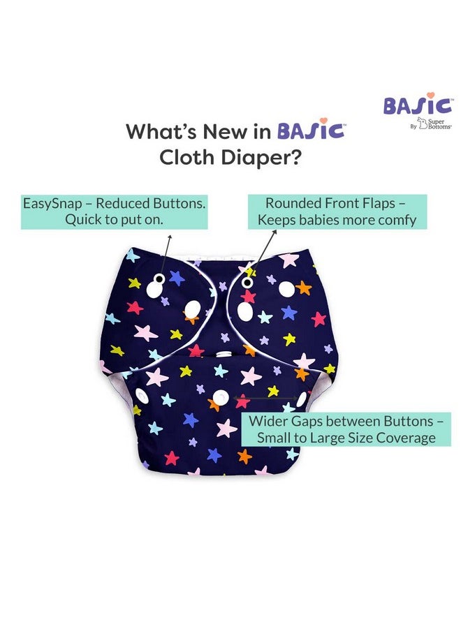 Basic Easy - Pack Of 8 |4 Cloth Diapers+ 4 Inserts - Freesize Adjustable & Reusable Cloth Diaper For Babies 0-3 Years | With Quick Drying Prefold Style Soaker-Assorted - pzsku/Z7FCDD82C8C3688DA1E68Z/45/_/1733729799/e12d28f8-851f-43ec-8ac6-2ad3b0f2720c