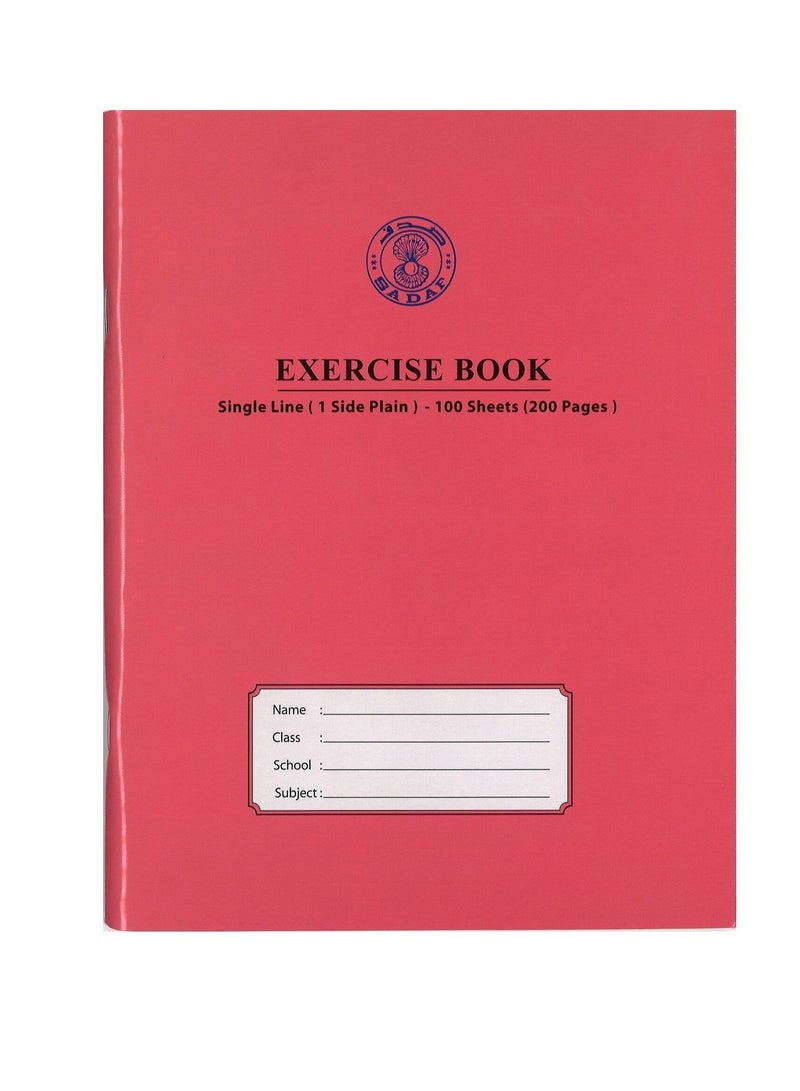 Sadaf دفتر تمارين بحجم A5 مكون من 6 قطع بسطر واحد مع جانب واحد سادة 200 صفحة بأغلفة متنوعة - Image 2