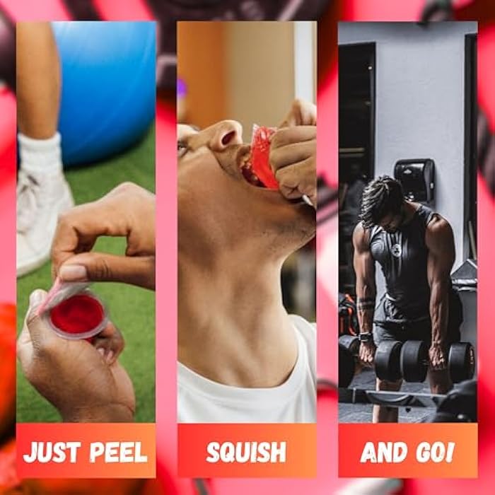 Squish Energy Pre-Workout Shots – Great-Tasting Fruit Punch Energy Jelly with Caffeine, Beta-Alanine & Citrulline – Clean, Fast Energy Easy to Take, Easy to Carry, No Mixing, Just Pop & Go – 12 Count - Image 3