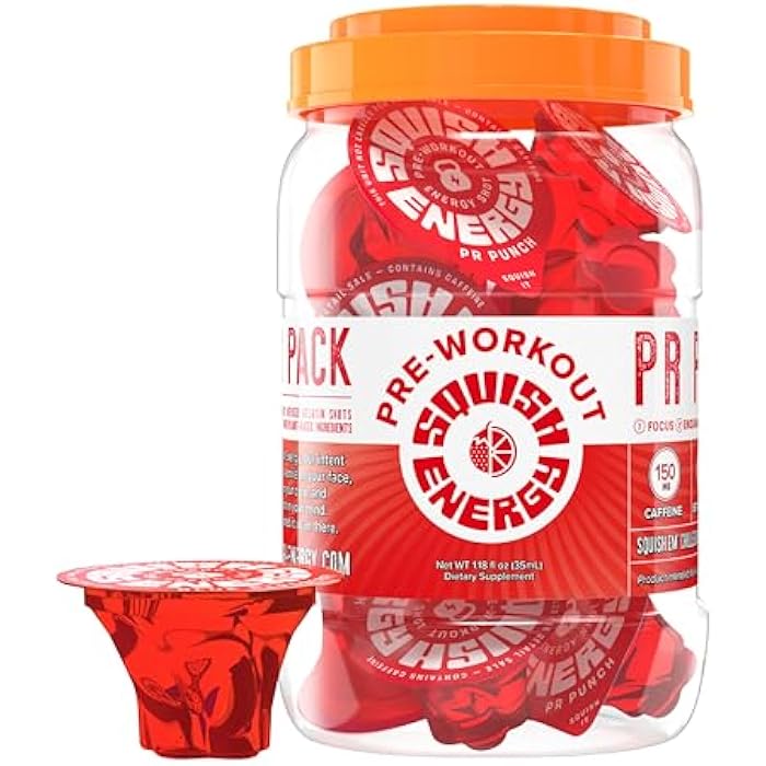 Squish Energy Pre-Workout Shots – Great-Tasting Fruit Punch Energy Jelly with Caffeine, Beta-Alanine & Citrulline – Clean, Fast Energy Easy to Take, Easy to Carry, No Mixing, Just Pop & Go – 12 Count - Image 1