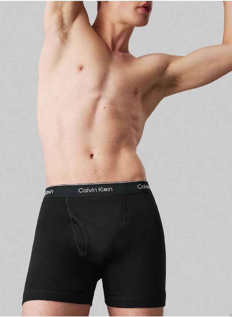 CALVIN KLEIN - Men's 3 Pack Boxer Briefs - Cotton, Black - Image 1