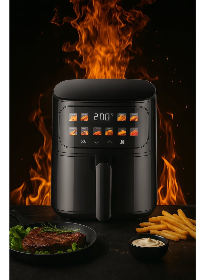 ikon Digital Air Fryer 5L, 1400W – IK-AFH580 | 60-Min Timer, 80–200°C Temp Control, Non-Stick Pot, Healthy Oil-Less Cooking - Image 3