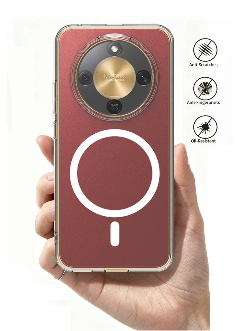 إكس ليفيل جراب مغناطيسي 3 في 1 لهاتف Honor X9d، واقي شاشة عالي الوضوح، متوافق مع MagSafe، غطاء هاتف مقاوم للصدمات، غطاء خلفي شفاف مقاوم للخدش، غطاء هاتف واقٍ رفيع، مضاد لبصمات الأصابع، سهل التركيب (شفاف) - Image 2