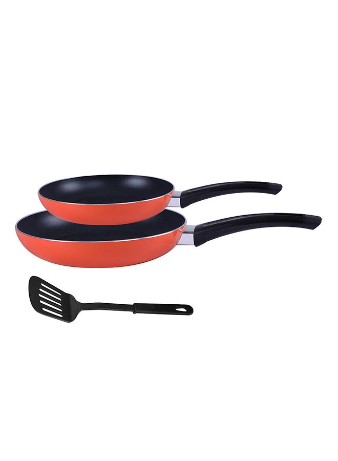 Royalford 2-Piece Non-Stick Fry Pan Set With Slotted Turner Red 18, 24cm - Image 1