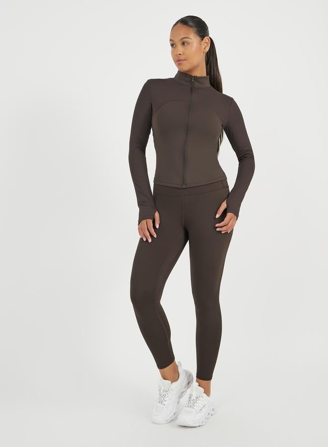 ستايلي اكتيف جاكيت بسحاب وتفاصيل لوحة منسوجة - Image 2