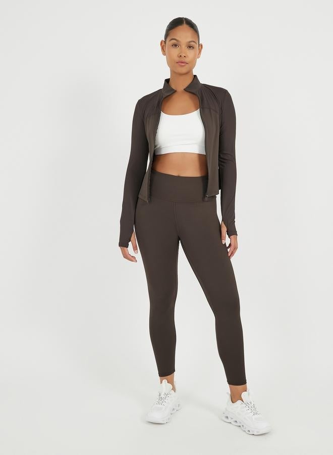 ستايلي اكتيف جاكيت بسحاب وتفاصيل لوحة منسوجة - Image 4