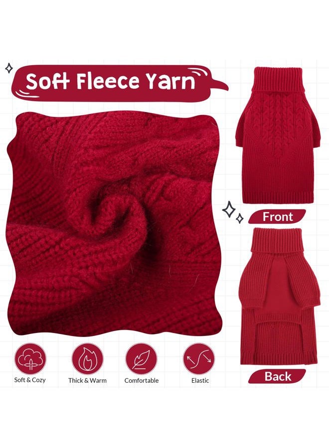 Queenmore Dog Sweater, Puppy Sweater for Small Dogs,Warm Winter Fall Dog Sweaters for Dog Girls Boys, Solid Turtleneck Knit Sweater for Large Medium Dogs,Long Sleeves Christmas Dog Sweater Red,XS - Image 2