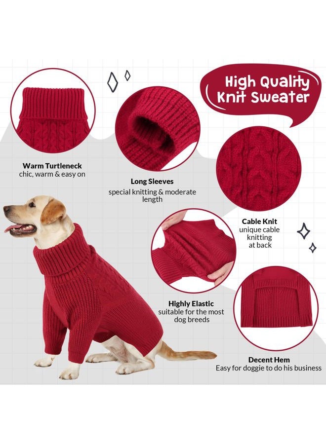 Queenmore Dog Sweater, Puppy Sweater for Small Dogs,Warm Winter Fall Dog Sweaters for Dog Girls Boys, Solid Turtleneck Knit Sweater for Large Medium Dogs,Long Sleeves Christmas Dog Sweater Red,XS - Image 4