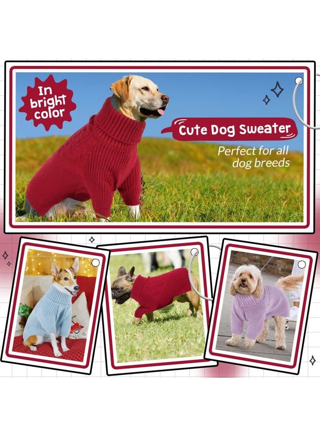 Queenmore Dog Sweater, Puppy Sweater for Small Dogs,Warm Winter Fall Dog Sweaters for Dog Girls Boys, Solid Turtleneck Knit Sweater for Large Medium Dogs,Long Sleeves Christmas Dog Sweater Red,XS - Image 3