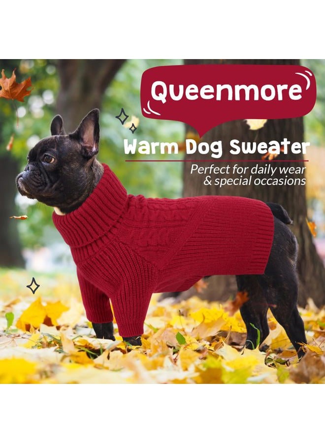 Queenmore Dog Sweater, Puppy Sweater for Small Dogs,Warm Winter Fall Dog Sweaters for Dog Girls Boys, Solid Turtleneck Knit Sweater for Large Medium Dogs,Long Sleeves Christmas Dog Sweater Red,XS - Image 5