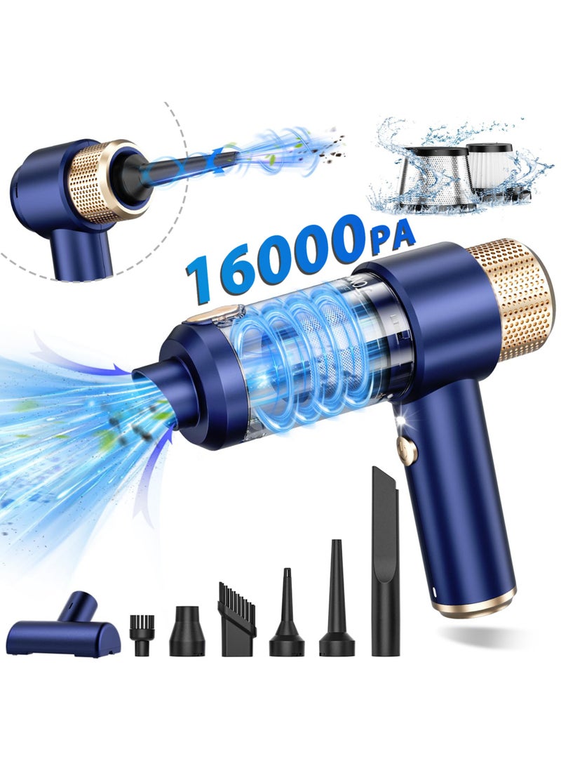 Jourvent Handheld Car Vacuum Cleaner, 16000PA Car Vacuum Portable Cordless, 2 in 1 Air Duster and Vacuum Cleaner with LED Light, Multi-Nozzles,4000 mAh battery and 120W High Power Hand Held Vacuum for Car, Home, Pet, Office - Image 1