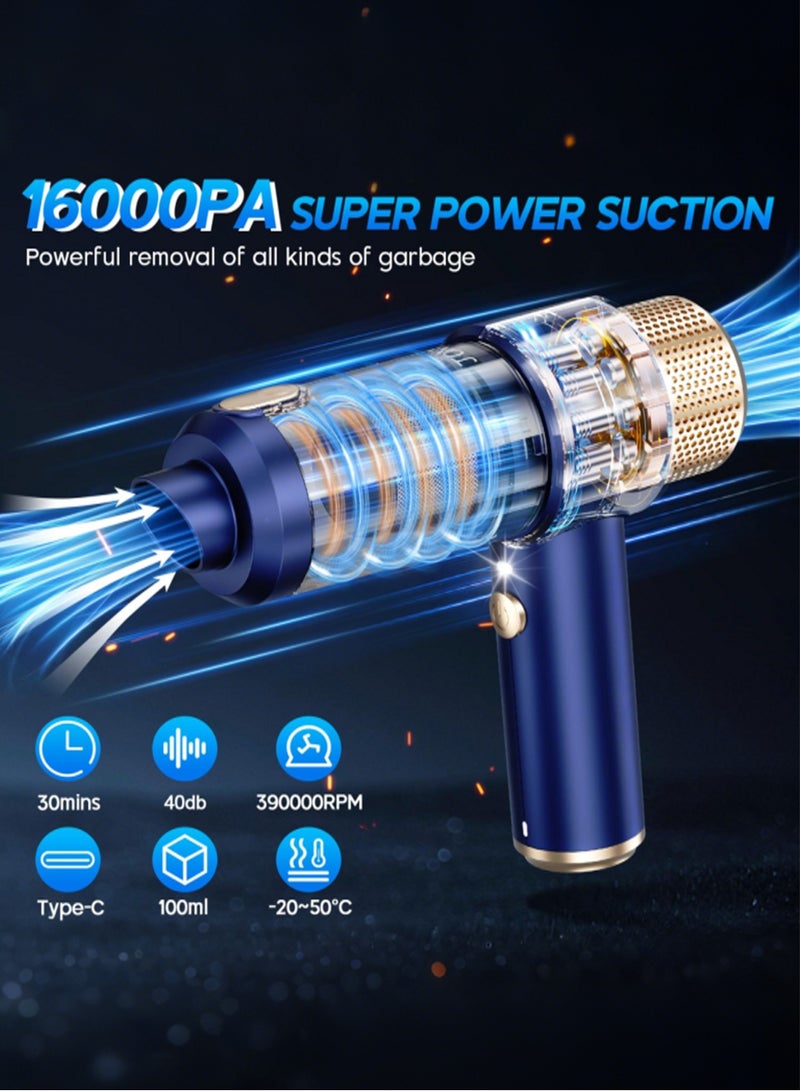 Jourvent Handheld Car Vacuum Cleaner, 16000PA Car Vacuum Portable Cordless, 2 in 1 Air Duster and Vacuum Cleaner with LED Light, Multi-Nozzles,4000 mAh battery and 120W High Power Hand Held Vacuum for Car, Home, Pet, Office - Image 3