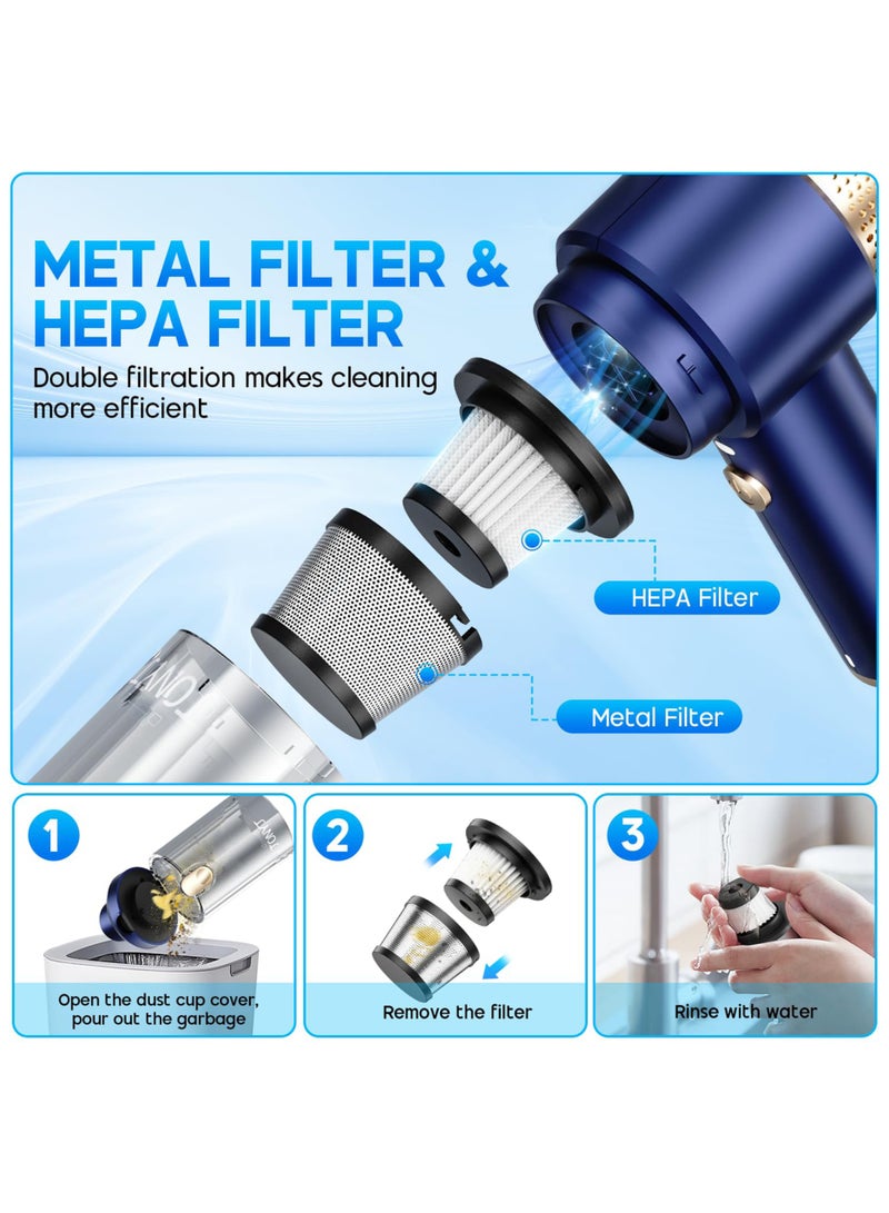 Jourvent Handheld Car Vacuum Cleaner, 16000PA Car Vacuum Portable Cordless, 2 in 1 Air Duster and Vacuum Cleaner with LED Light, Multi-Nozzles,4000 mAh battery and 120W High Power Hand Held Vacuum for Car, Home, Pet, Office - Image 5