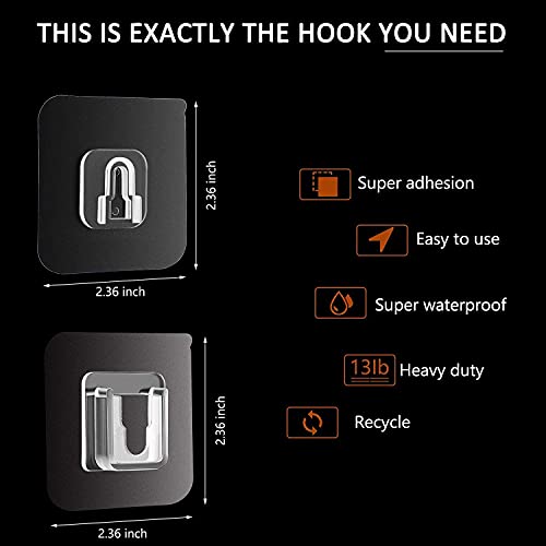 Roktry 10 Pair Double Sided Adhesive Wall Hooks Heavy-Duty Self-Adhesive Hooks, Wall-Sticking Hooks for Organization Bathroom Kitchen and Office - Image 2