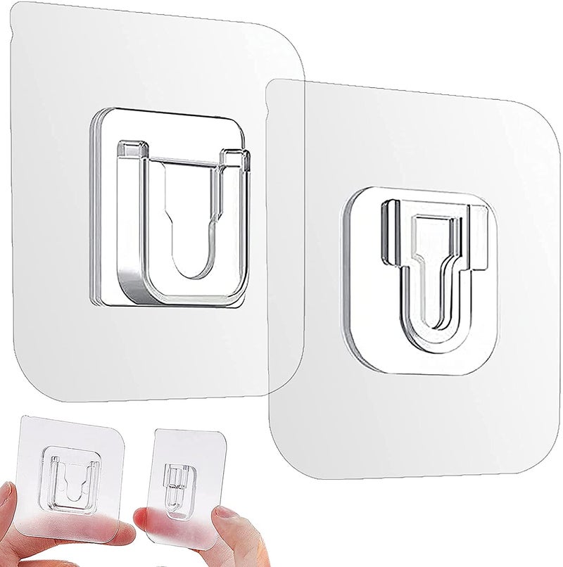 Roktry 10 Pair Double Sided Adhesive Wall Hooks Heavy-Duty Self-Adhesive Hooks, Wall-Sticking Hooks for Organization Bathroom Kitchen and Office - Image 1