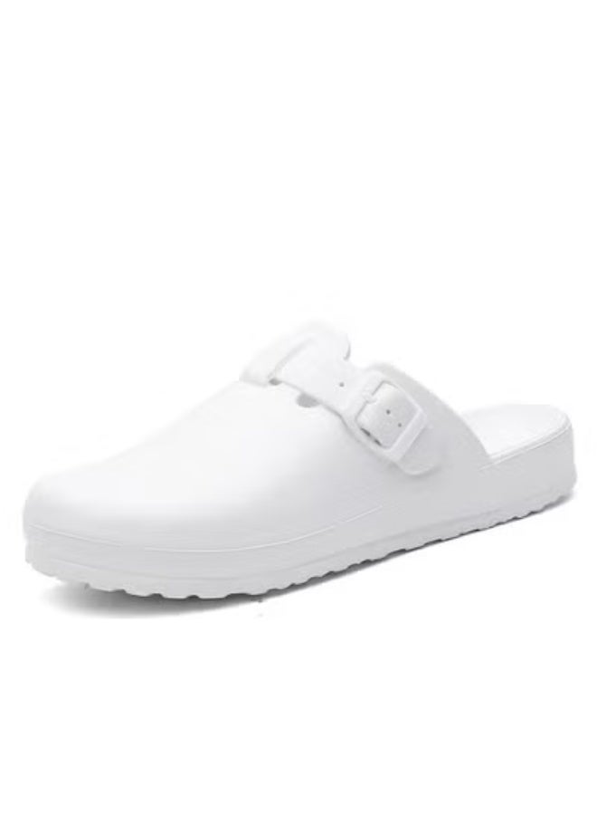 Surgical shoes, fully enclosed breathable shoes for men and women, protective shoes with ventilation holes, suitable for doctors, nurses and laboratory staff, non-slip sandals (white).  - Image 4