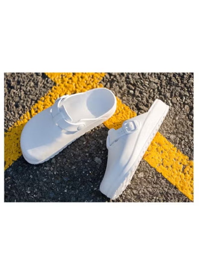 Surgical shoes, fully enclosed breathable shoes for men and women, protective shoes with ventilation holes, suitable for doctors, nurses and laboratory staff, non-slip sandals (white).  - Image 3