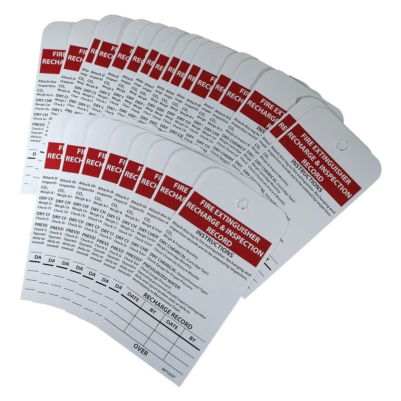 NMC RPT26ST Fire Extinguisher Recharge & Inspection Record Tag, Paper Polytag, Made in the USA,White - Image 2