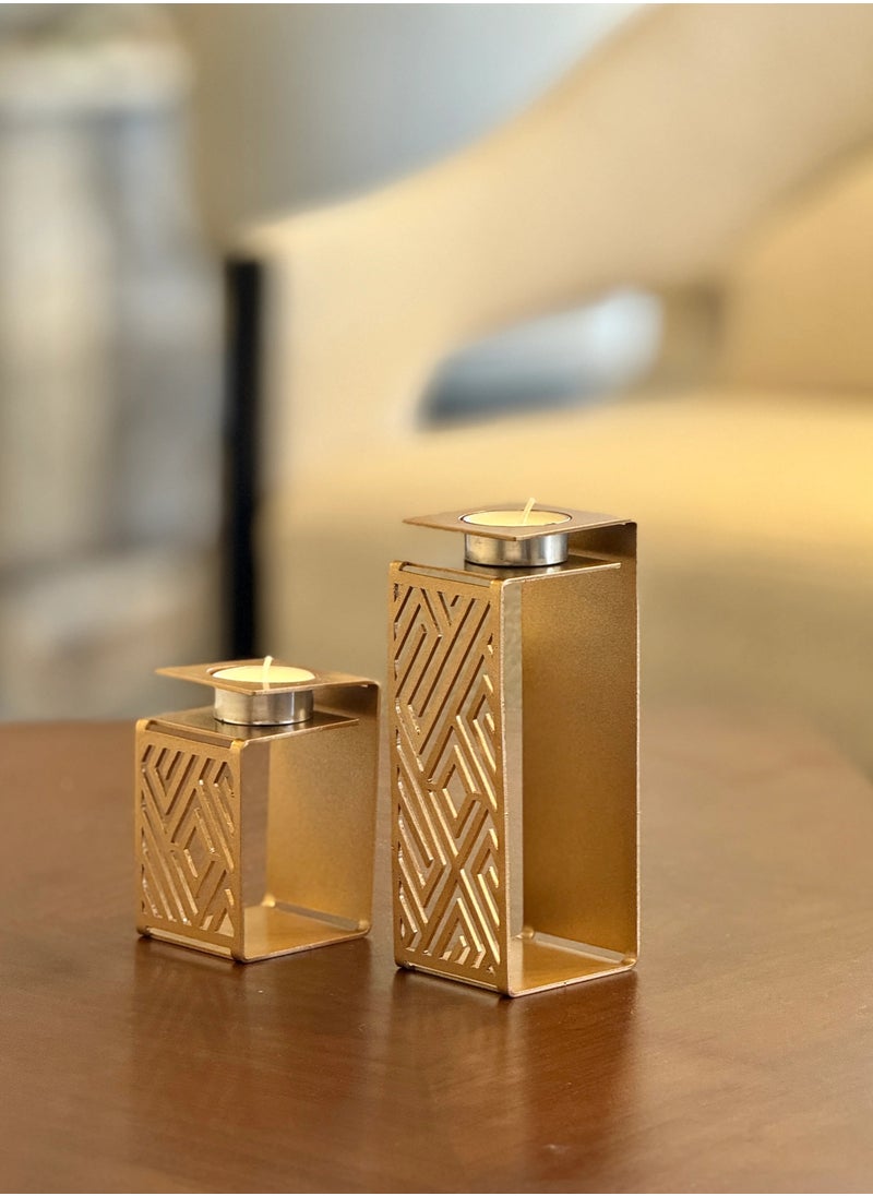 ماركة غير محددة مجموعة حاملات الشموع الذهبية  - Image 1