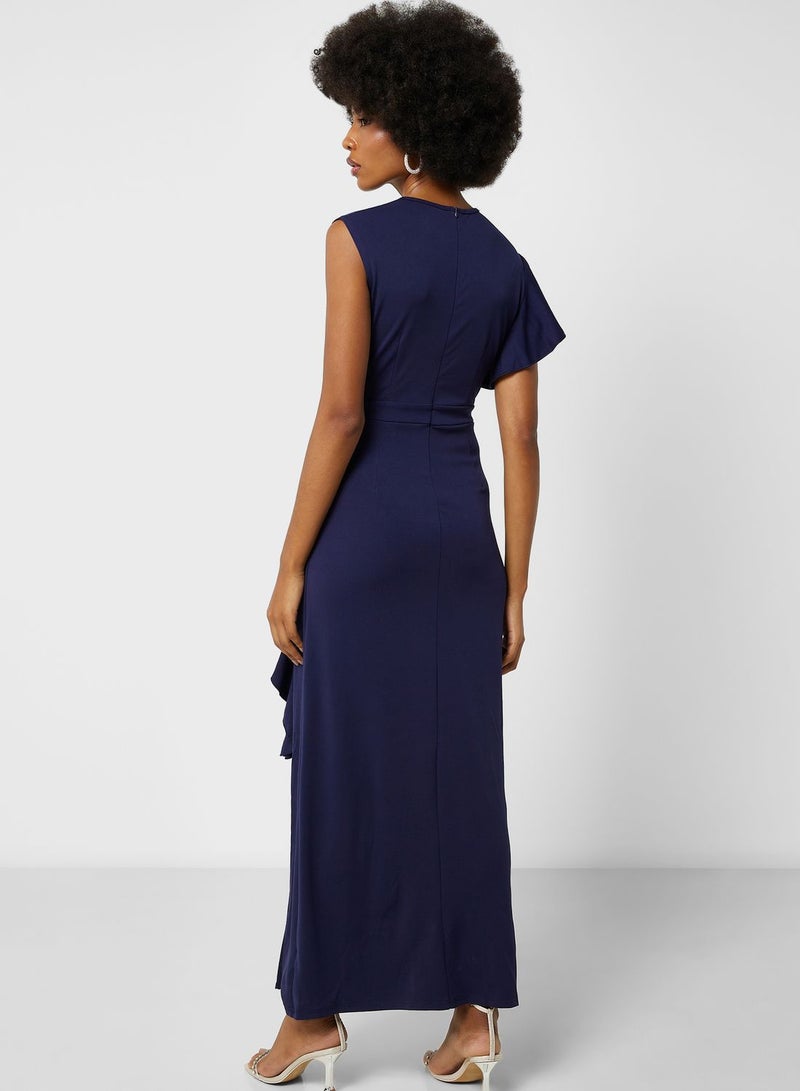 Ruffle Trim Maxi Dress