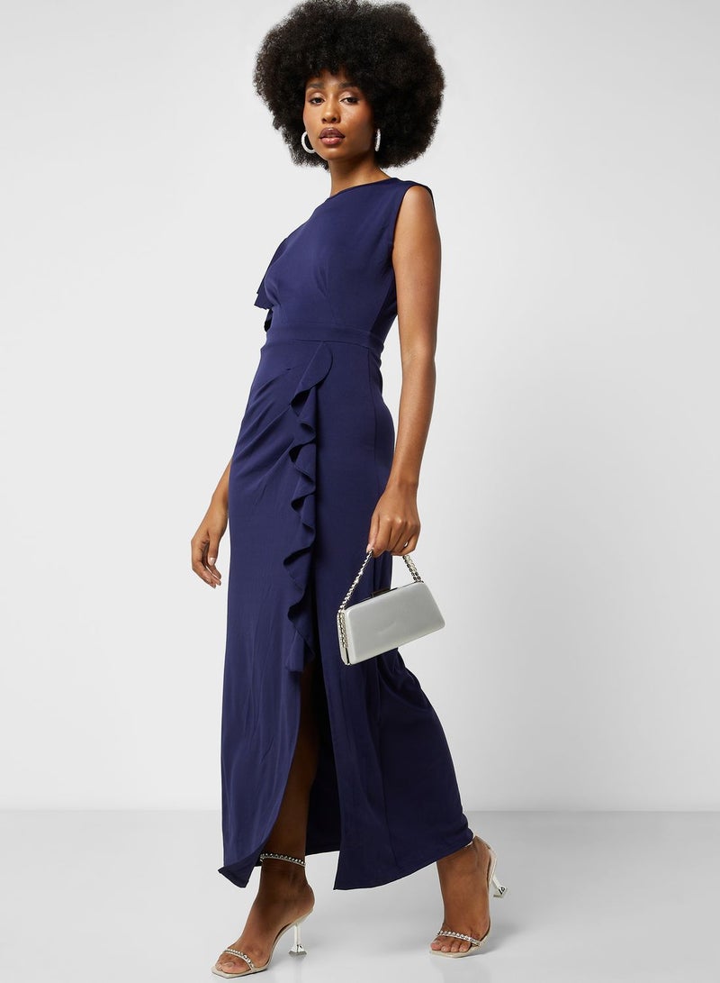 Ruffle Trim Maxi Dress