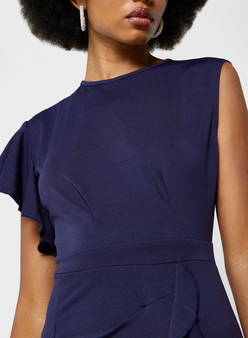 Ruffle Trim Maxi Dress