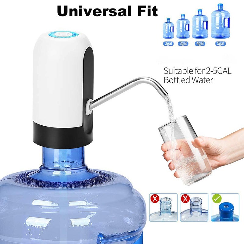 Vshinic Vshinic Compact and Modern White 5 Gallon Water Dispenser Automatic Drinking Water Pump USB Rechargeable BPA Free Stainless Steel White  - Image 2