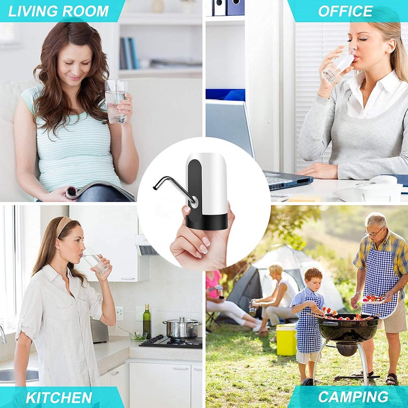 Vshinic Vshinic Compact and Modern White 5 Gallon Water Dispenser Automatic Drinking Water Pump USB Rechargeable BPA Free Stainless Steel White  - Image 3