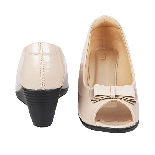 Metro Women's Beige Formal Peep Toe Wedge Heel Fashion Sandals UK/3 EU/36 (31-47) - Image 5