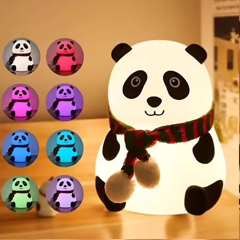 PLUSPOINT Panda Cute Desk Lamp for Kids, Rechargeable Small Desk Lamps with Adjustable Neck,Desk Night Lights, Kawaii Accessories, Kawaii Room Decor for Boys Girls Gifts - Image 1
