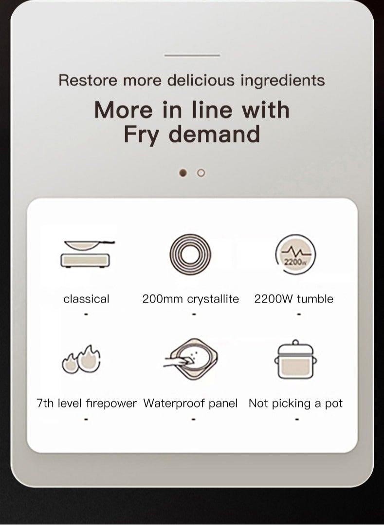 أديلي موقد كهربائي بالأشعة تحت الحمراء 2200 واط محمول، موقد سيراميك للطاولة مع شاشة LED رقمية، 5 مستويات حرارة قابلة للتعديل، تسخين سريع وهادئ، تحكم باللمس، تصميم متعدد الوظائف، حماية من الحرارة الزائدة - Image 3