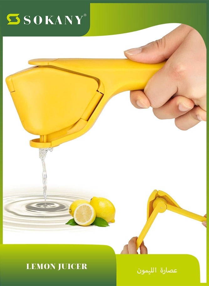 sokany Lemon Squeezer, Citrus Juicer, Easy Squeeze Manual Lemon Fluicer, That Folds Flat for Space-Saving Press for Extracting the Most Juice Possible for Fruit (Yellow) - Image 1
