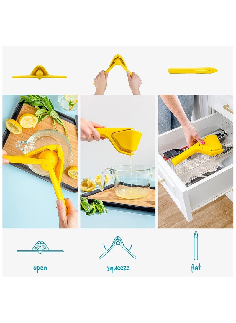 sokany - Lemon Squeezer, Citrus Juicer, Easy Squeeze Manual Lemon Fluicer, That Folds Flat for Space-Saving Press for Extracting the Most Juice Possible for Fruit (Yellow) - Image 1