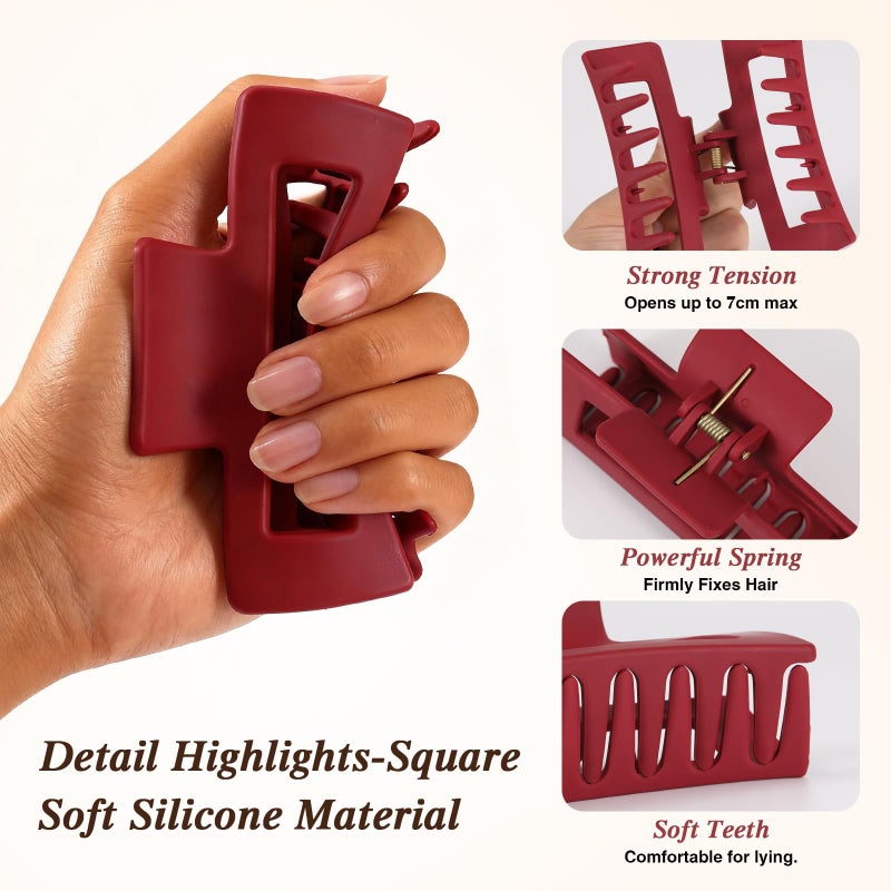 Tiefebene 4 PCS Cloud Claw Clips for Women, Unsnappable Flexible Soft Clips, Strong Hold Hair Claws - Non-slip & Durable Rectangle, Cozy Hair Clip for Thick Curly Hair, All-Day Comfort, Valentine's Day Gift - Image 5