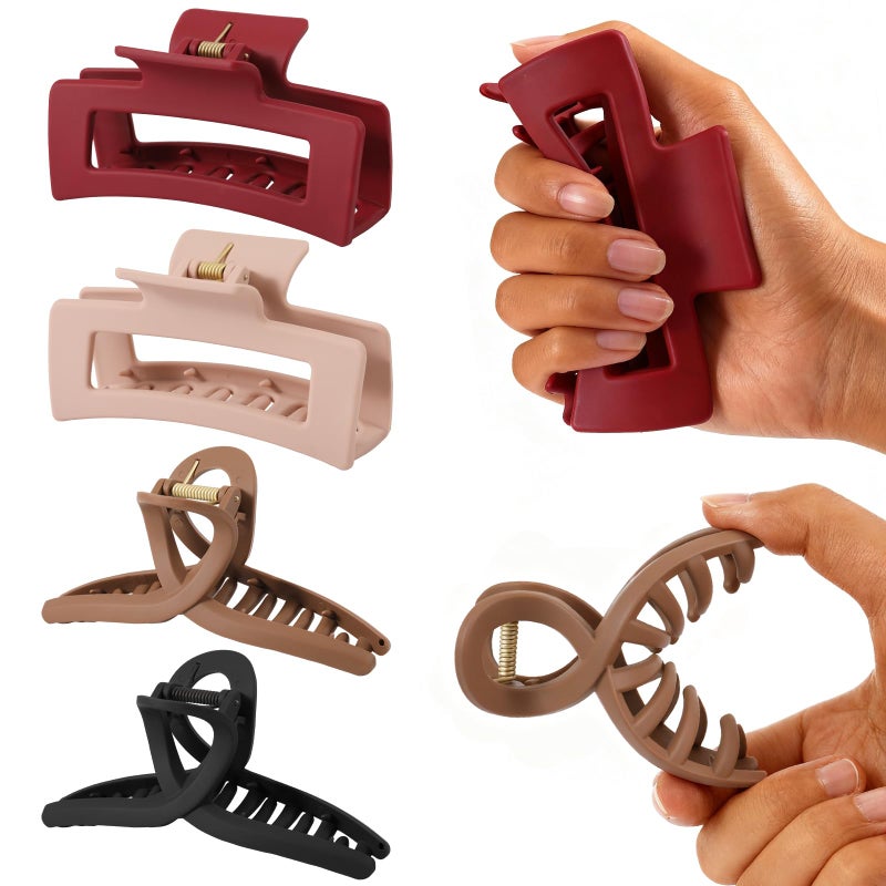 Tiefebene 4 PCS Cloud Claw Clips for Women, Unsnappable Flexible Soft Clips, Strong Hold Hair Claws - Non-slip & Durable Rectangle, Cozy Hair Clip for Thick Curly Hair, All-Day Comfort, Valentine's Day Gift - Image 1
