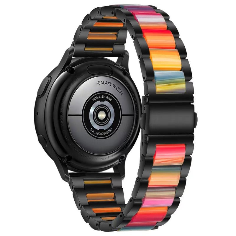 erorex For Samsung Smart Watch 20Mm Three-Beads Steel + Resin Watch Band(Black Rainbow) - Image 4