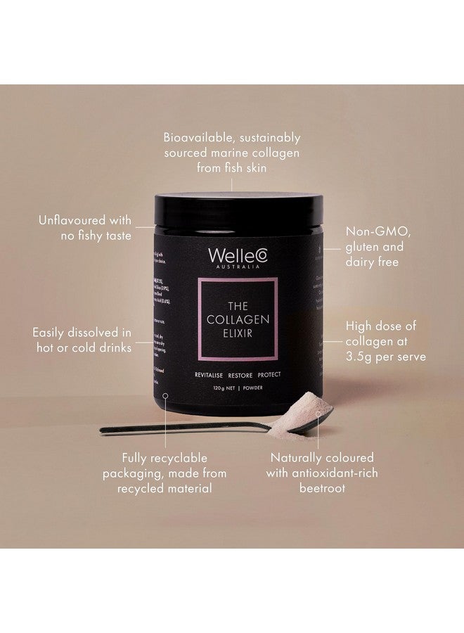 WelleCo The Collagen Elixir Collagen Powder, Marine Collagen Peptides with Vitamin C, Hyaluronic Acid, Digestive Enzymes & Silica, for Glowing Skin, Hair & Nails, Gluten Free, Unflavored, 4.23 oz - Image 3