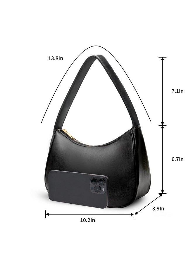 Chelmon Women's Shoulder Bags, Small Hobo Tote Elegant Clutch Purse with Zipper Closure(Black) - Image 1