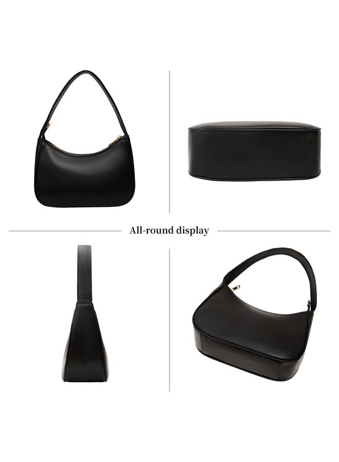 Chelmon Women's Shoulder Bags, Small Hobo Tote Elegant Clutch Purse with Zipper Closure(Black) - Image 3